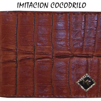 CARTERA IMITACION COCODRILO COGNAC-CI01009