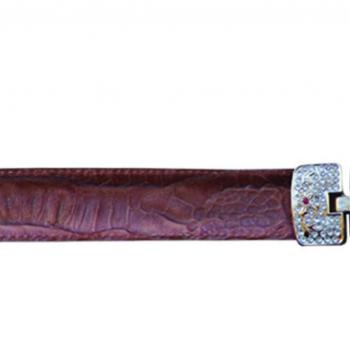Genuine Cayman Leather Head bands TOQUILLA DE PIEL EXOTICA CAIMAN GENUINO CON HEBILLA DORADA