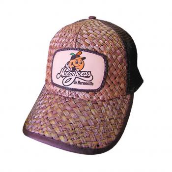 GORRA DE PALMA CAFE COM MAYA  CAFE LOGO NARANJEROS DE HERMOSILLO. Cap of maya and  palm in brown color, logo Naranjeros of Hermosillo.