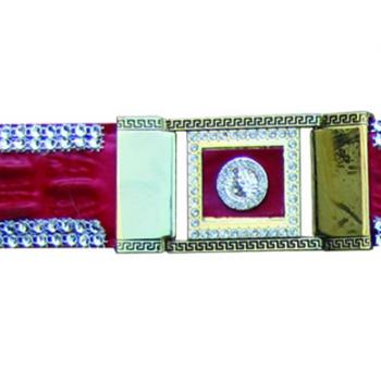 CINTO EXOTICO IMITACION COCODRILO ROJO CON HERRAJE  Exotic belt imitation cayman with hardware red stone