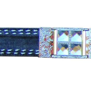 CINTO ADULTO AZUL CON COSTURAS A LOS LADOS 4 PIEDRAS Adult belt blue with stitching on the sides