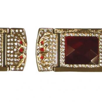 HERRAJE DORADO PIEDRA ROJA-HP02002